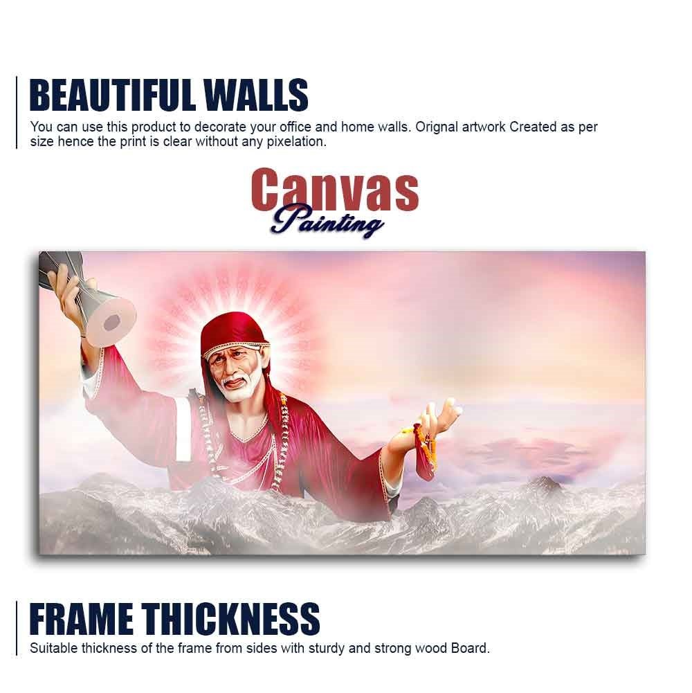 Big Size Devotional Sai Baba Wall Painting - Decor Smart