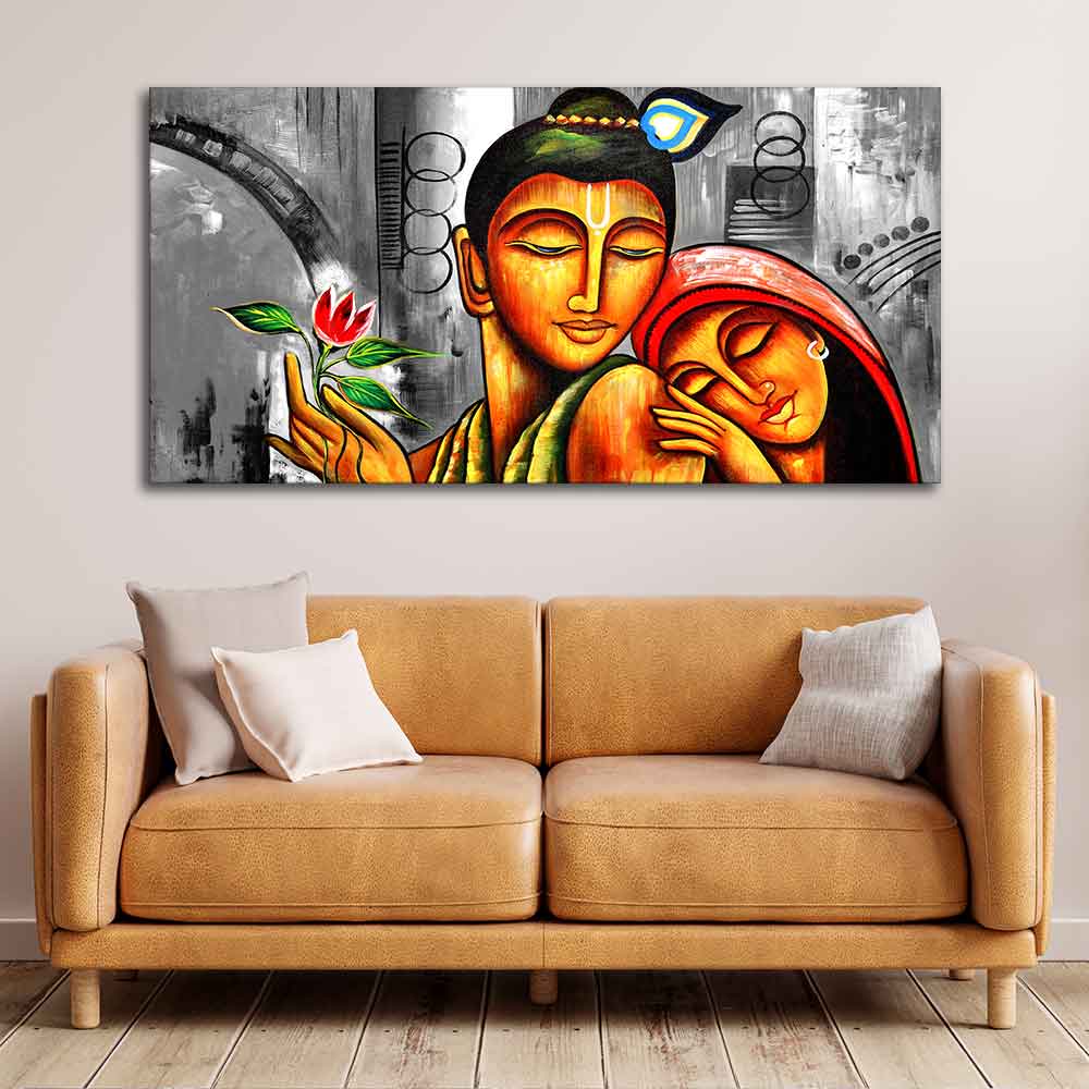 Big Size Premium Wall Painting of Lord Radha Krishna - Decor Smart