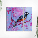 Bird with Nature Abstract design 3 Pieces Wall Painting - Decor Smart