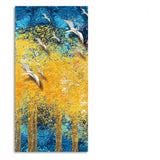 Birds Flying Over Golden Trees Forest Premium Canvas Wall Painting - Decor Smart