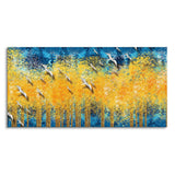 Birds Flying Over Golden Trees Forest Wall Painting - Decor Smart