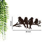 Birds Sitting on Branch Backlit Wooden Wall Decor with LED Night Light Walnut Finish - Decor Smart