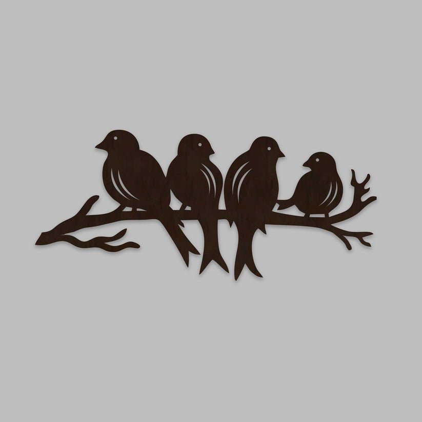 Birds Sitting on Branch Backlit Wooden Wall Decor with LED Night Light Walnut Finish - Decor Smart