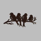 Birds Sitting on Branch Backlit Wooden Wall Decor with LED Night Light Walnut Finish - Decor Smart