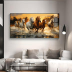 Seven Horses Painting Premium Acrylic Horizontal Wall Art
