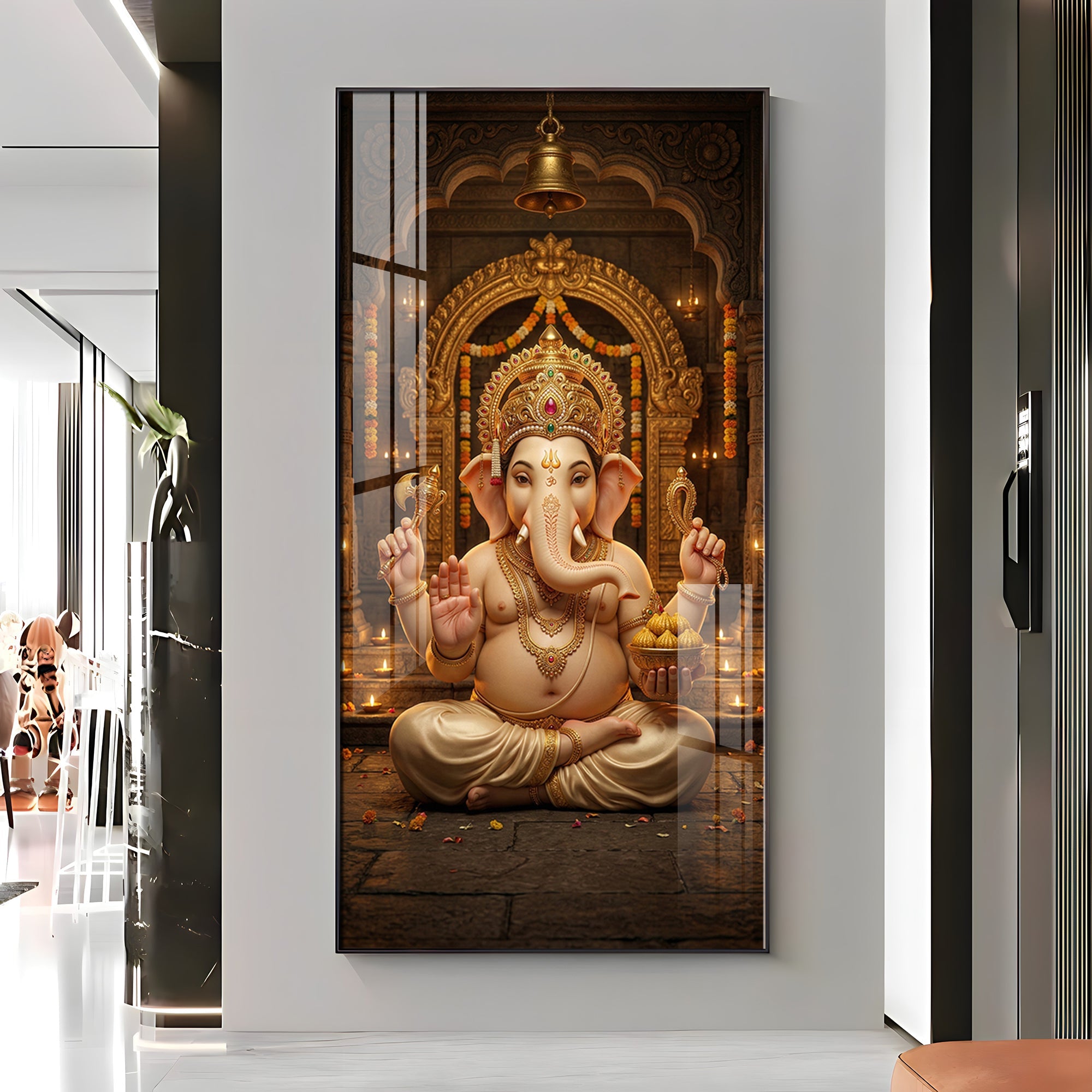 Lord Shree Ganesh Ji Premium Acrylic Vertical Wall Art