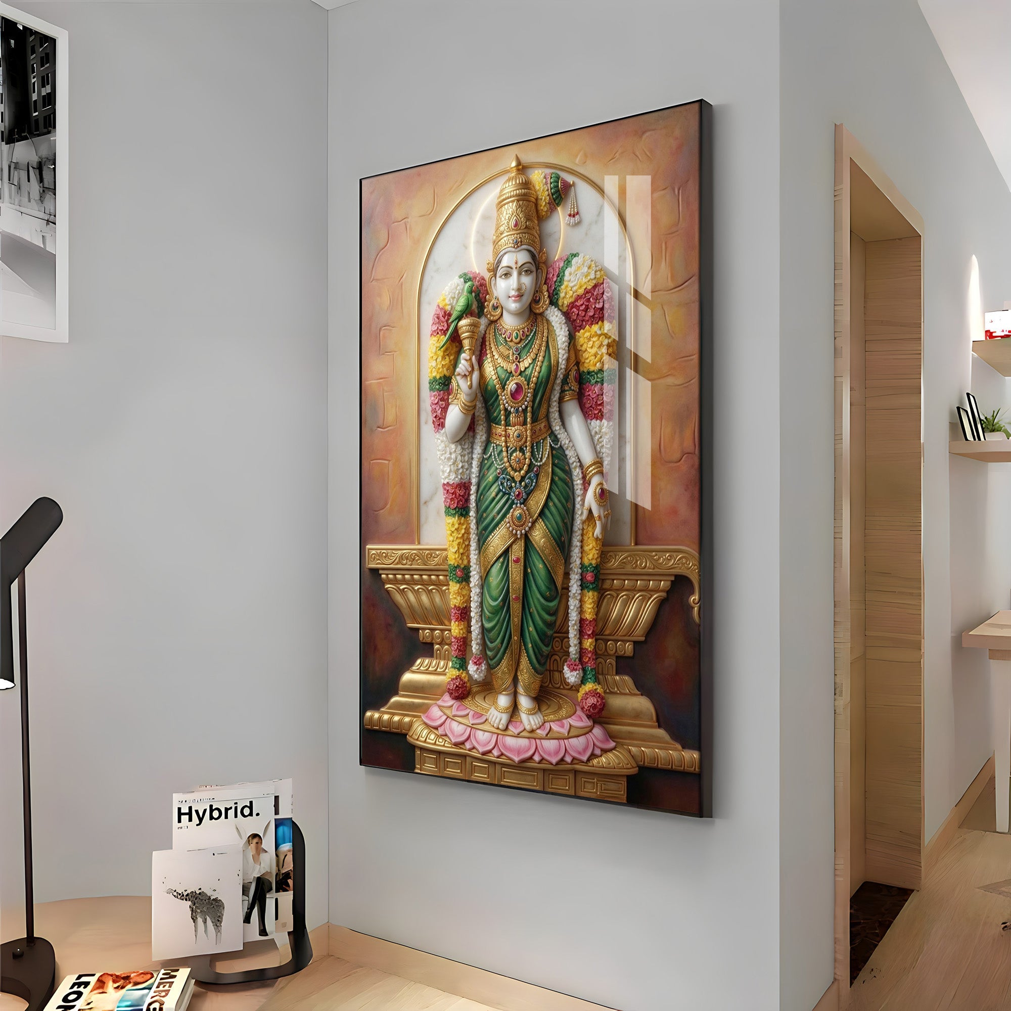 Divine Goddess Meenakshi Amman Premium Acrylic Vertical Wall Art