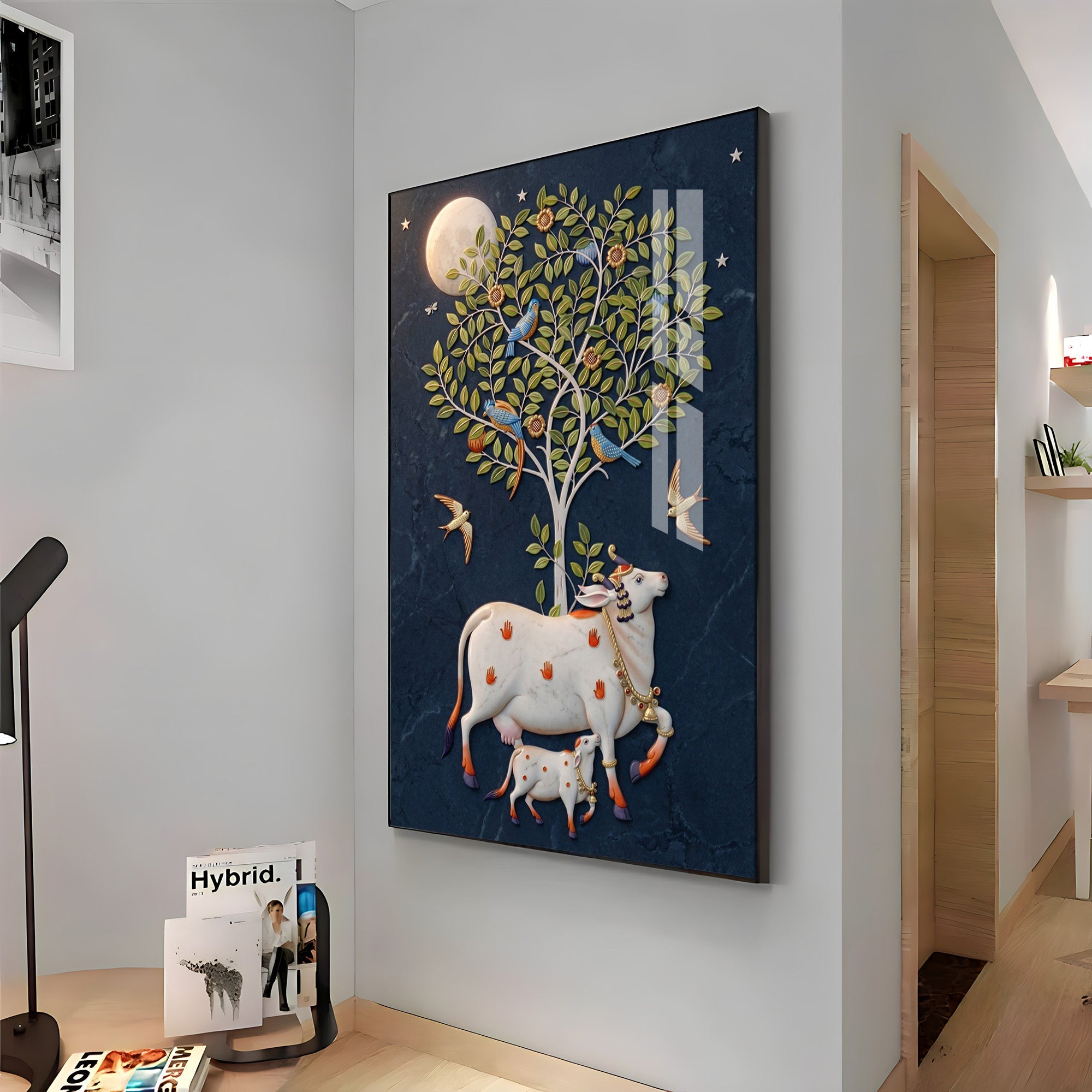 Pichwai Cow Premium Acrylic Vertical Wall Art