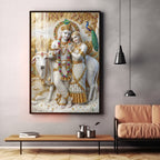 Serenity of Radha Krishna Premium Acrylic Vertical Wall Art