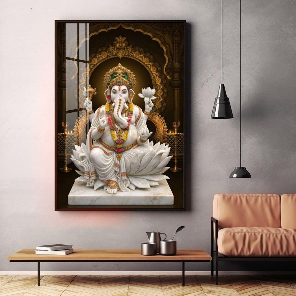 Vighnaharta ganesh Ji Premium Acrylic Vertical Wall Art