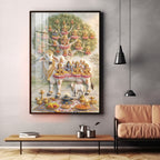Om Namho Shri Kamdhenu Cow Premium Acrylic Vertical Wall Art