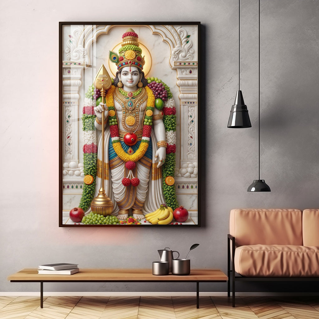 Deity Lord Murugan Premium Acrylic Vertical Wall Art