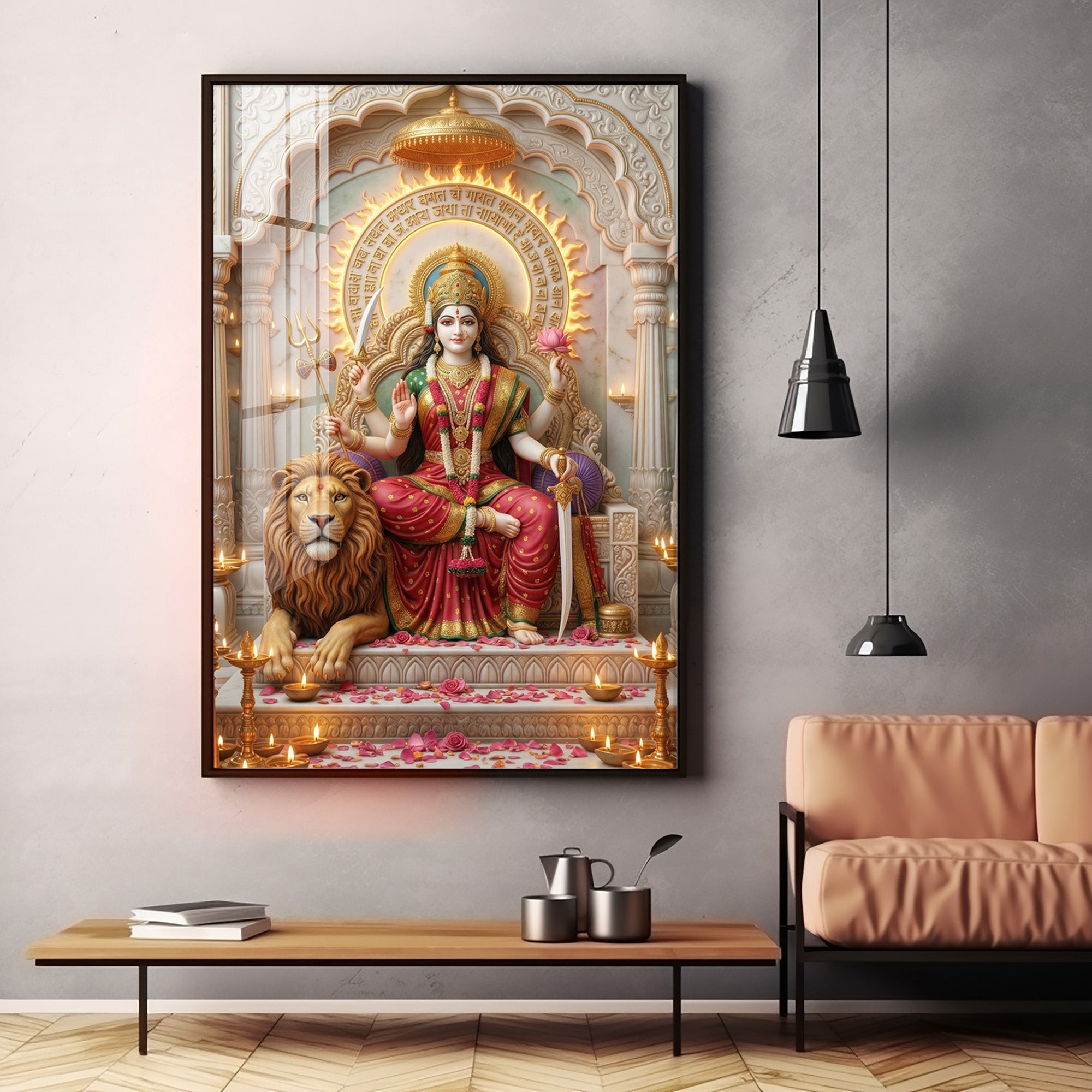 Maa Durga Premium Acrylic Vertical Wall Art
