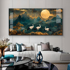 Cranes In Moonlight Premium Acrylic Horizontal Wall Art