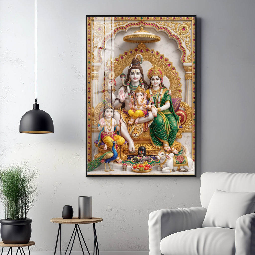 Shiva Parivar idol Premium Acrylic Vertical Wall Art