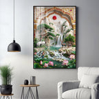 Sunrise Mountains Waterfall Premium Acrylic Vertical Wall Art