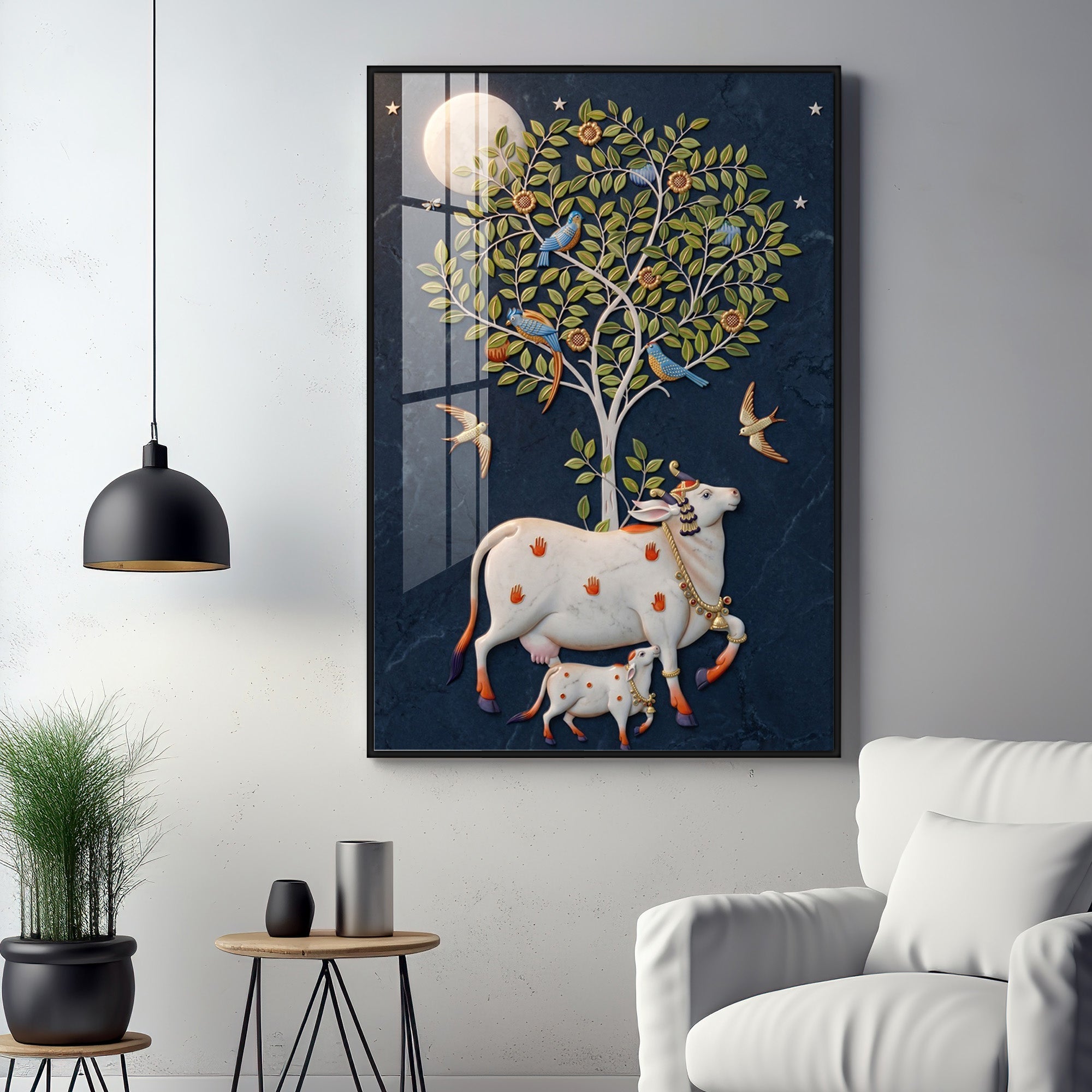 Pichwai Cow Premium Acrylic Vertical Wall Art