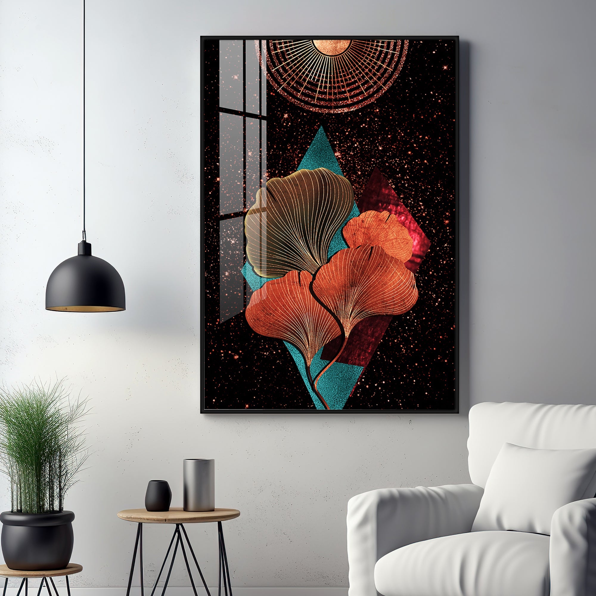 Floral Sunburst Premium Acrylic Vertical Wall Art