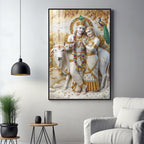 Serenity of Radha Krishna Premium Acrylic Vertical Wall Art