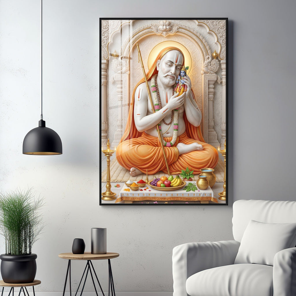 Sri Guru Raghavendra Swamy Premium Acrylic Vertical Wall Art