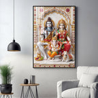 Lord Shiv Parvati Parivar Premium Acrylic Vertical Wall Art