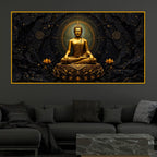Black Background Buddha Crystal Glass Painting for Meditation Room Décor