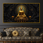 Black Background Buddha Crystal Glass Painting for Meditation Room Décor