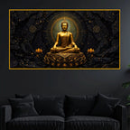 Black Background Buddha Crystal Glass Painting for Meditation Room Décor