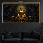 Black Background Buddha Crystal Glass Painting for Meditation Room Décor