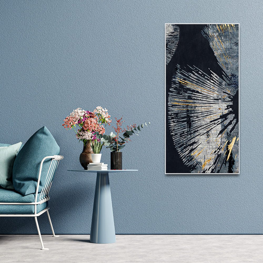 Black Background with Golden Textured Abstract Canvas Wall Painting - Decor Smart