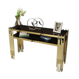 Black Faux Marble 2 - Tier Narrow Console Table - Decor Smart