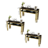 Black Faux Marble 2 - Tier Narrow Console Table - Decor Smart