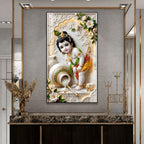 Laddu Gopal Acrylic Glass Wall Painting for Home Temple Decor