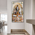 Mahadev Acrylic Glass Wall Painting with Shivling for Home Decor