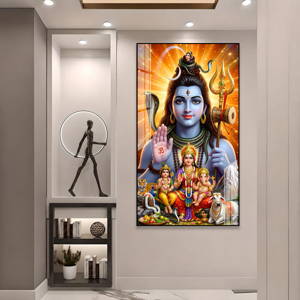 Lord Shiva Parvati Family Acrylic Wall Decor for Modern Home