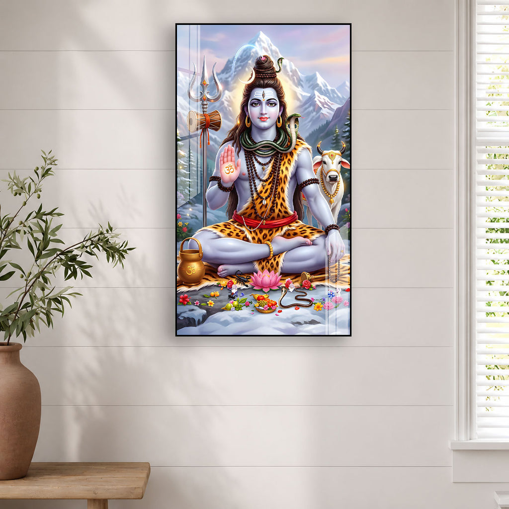 Lord Shiva Acrylic Glass Wall Painting for Modern Home Decor