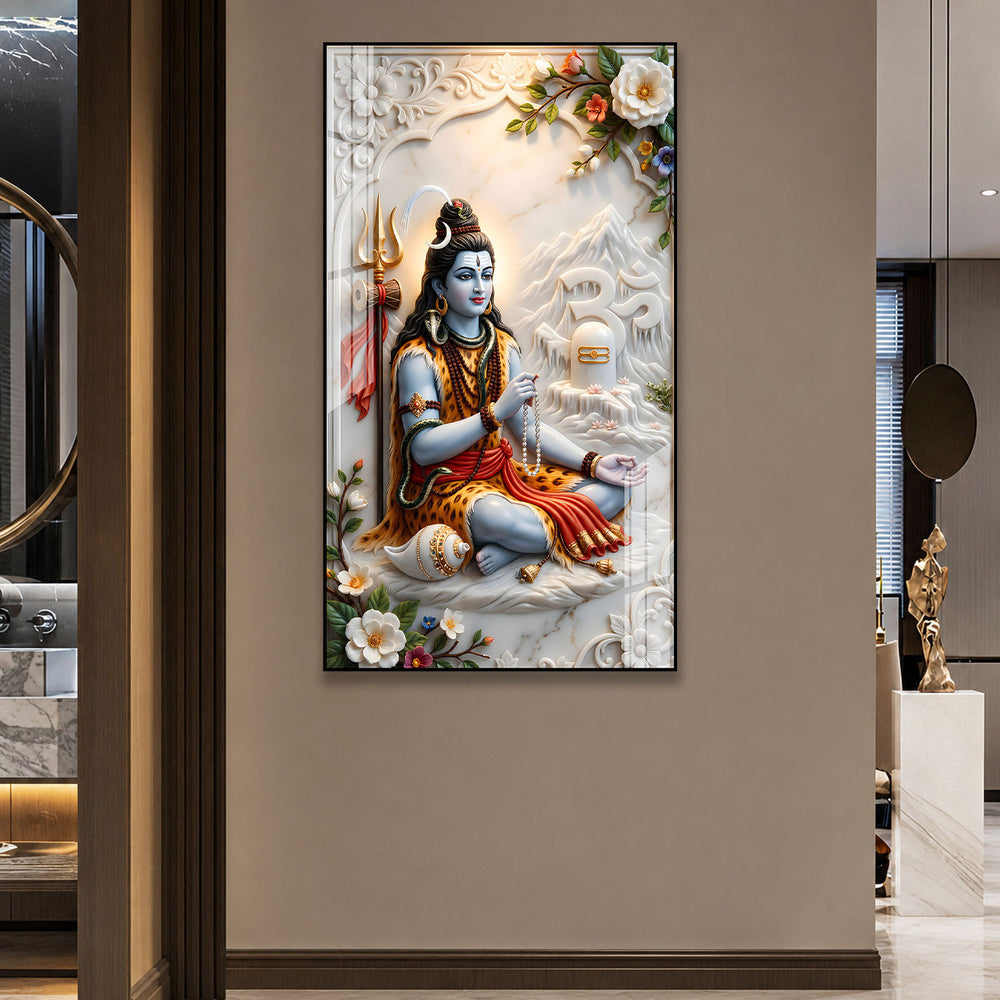 Lord Shiva Meditation Acrylic Wall Art for Home Temple Decor