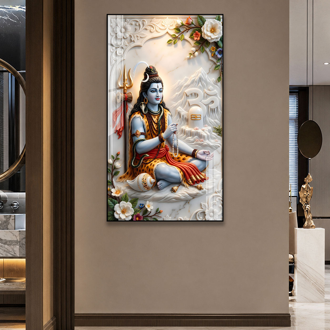 Lord Shiva Meditation Acrylic Wall Art for Home Temple Decor