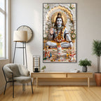 Mahadev Acrylic Glass Wall Painting with Shivling for Home Decor