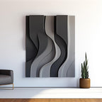 Black Gray and White Flowing Wave Design 3D Wall Decor