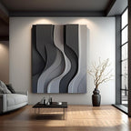 Black Gray and White Flowing Wave Design 3D Wall Decor