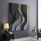 Black Gray and White Flowing Wave Design 3D Wall Decor