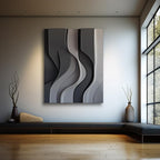 Black Gray and White Flowing Wave Design 3D Wall Decor