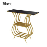Black Narrow With Shelf Marble Top Console Table - Decor Smart