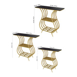 Black Narrow With Shelf Marble Top Console Table - Decor Smart