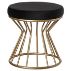 Black Velvet Pouffe with Glamorous Gold Detailing