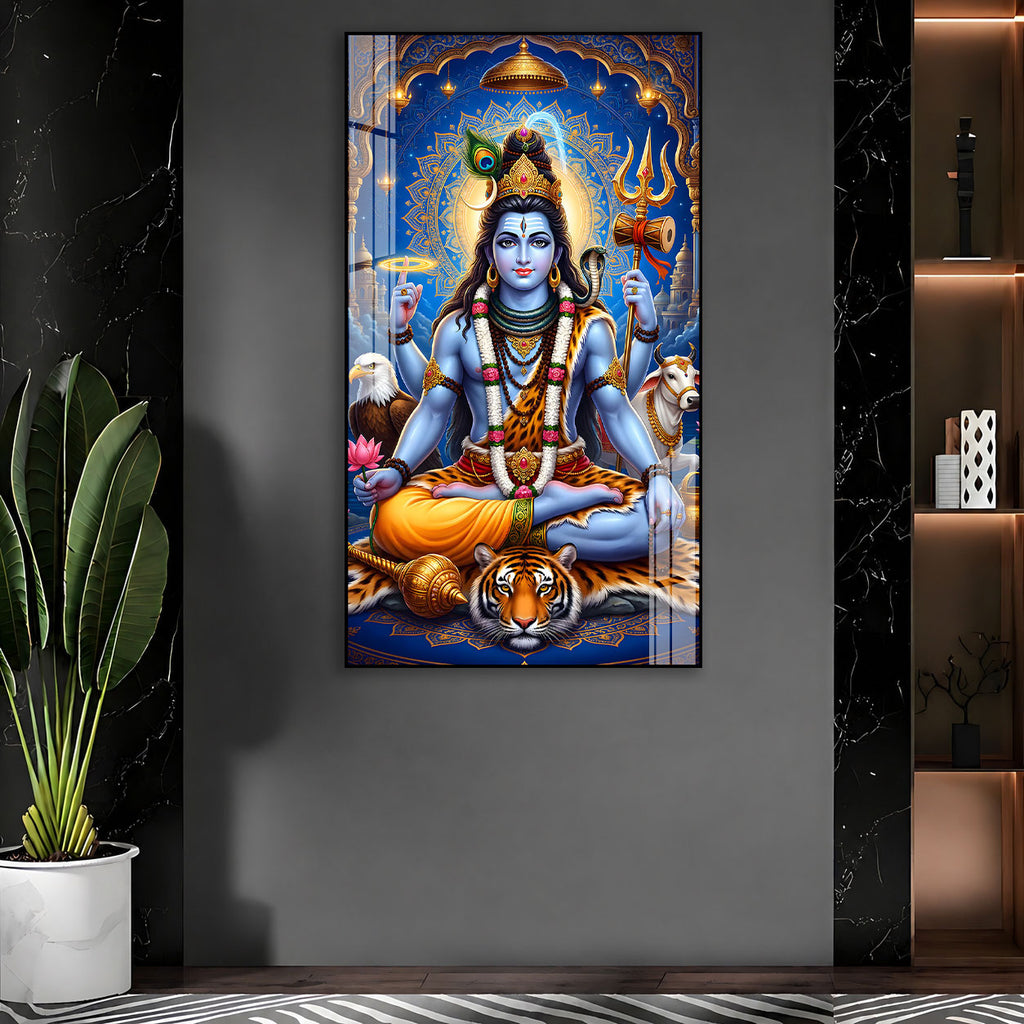 Modern Mahadev Acrylic Glass Wall Painting for Pooja Room