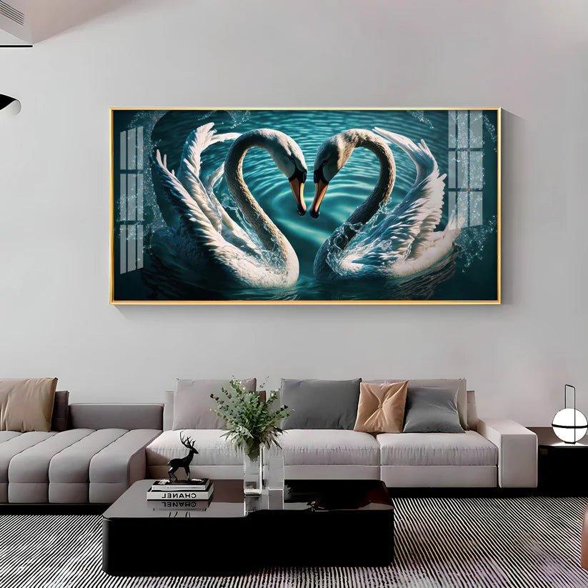 Blended By Love Swan Premium Acrylic Floating Wall Painting - Decor Smart