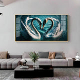 Blended By Love Swan Premium Acrylic Floating Wall Painting - Decor Smart