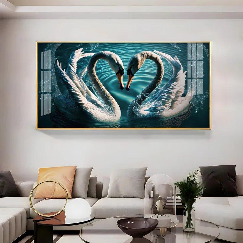 Blended By Love Swan Premium Acrylic Floating Wall Painting - Decor Smart